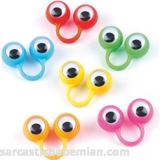 Baker Ross Finger Spies Plastic Rings with Wiggle Eyes 4cm 6 Assorted Colors Kid's ToysPack of 6 B007W10PZA